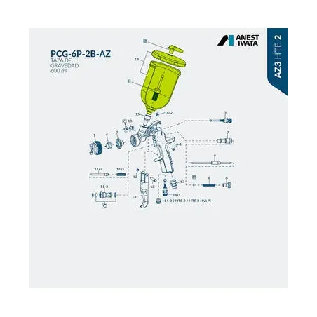 Vaso Depósito Gravedad 600cc. Iwata AZ3 Económico.